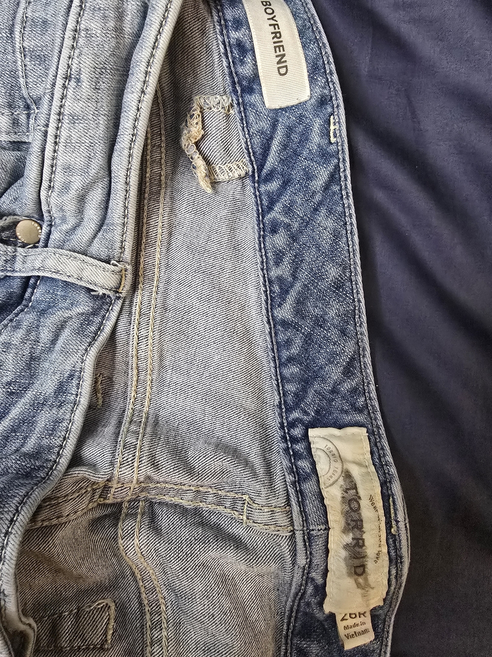 torrid Light Blue Distressed Boyfriend Jeans with Lace Patches - Picture 2 of 3